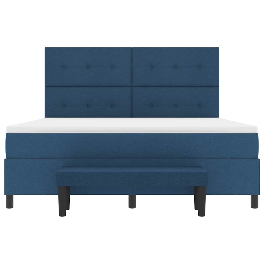 Box spring seng med hovedgærde Blå 180 x 200 cm Stof