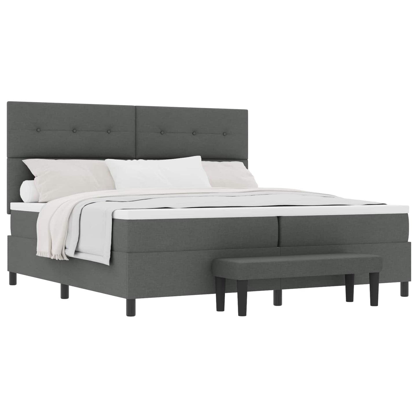 Box spring seng med hovedgærde Mørkegrå 200 x 200 cm Stof