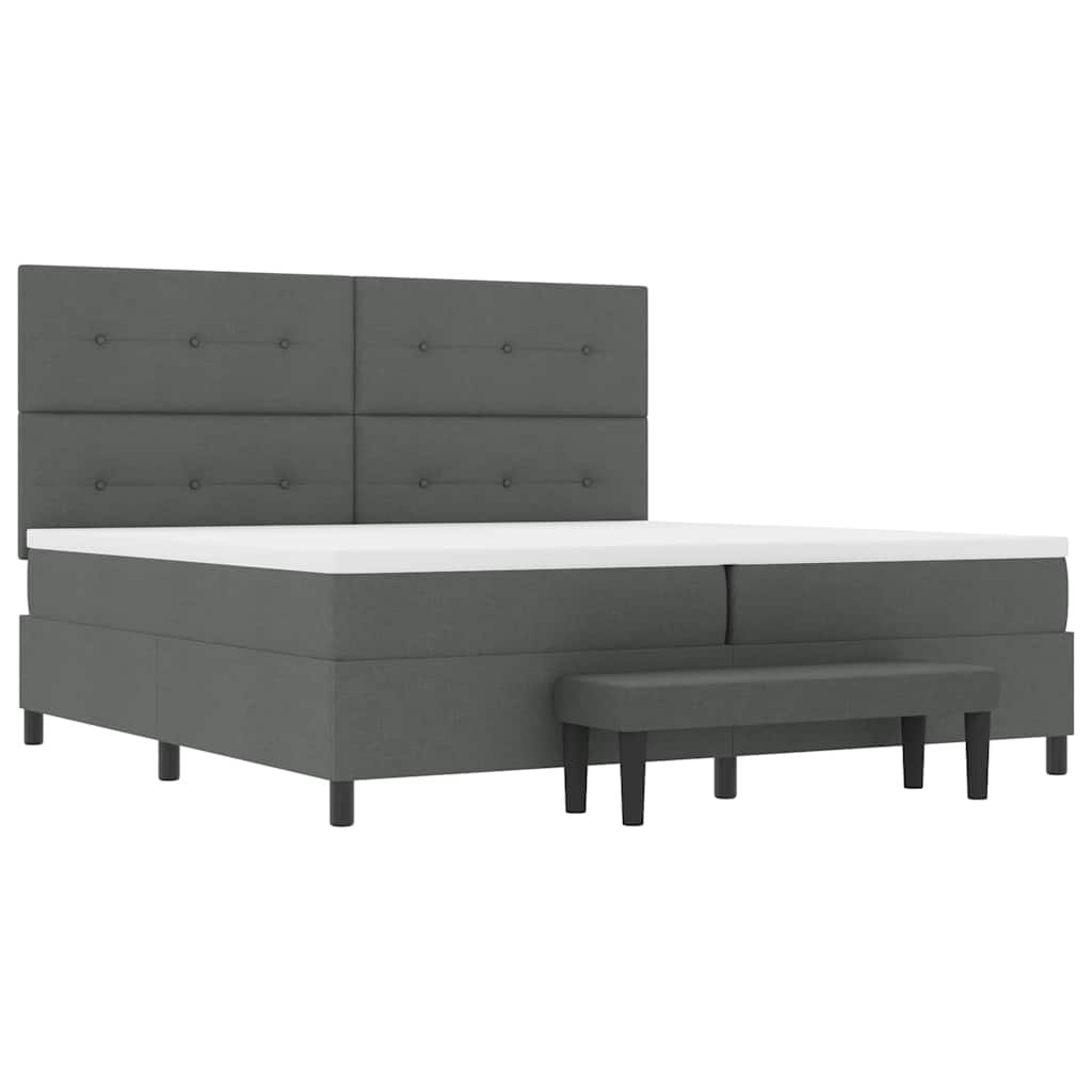 Box spring seng med hovedgærde Mørkegrå 200 x 200 cm Stof