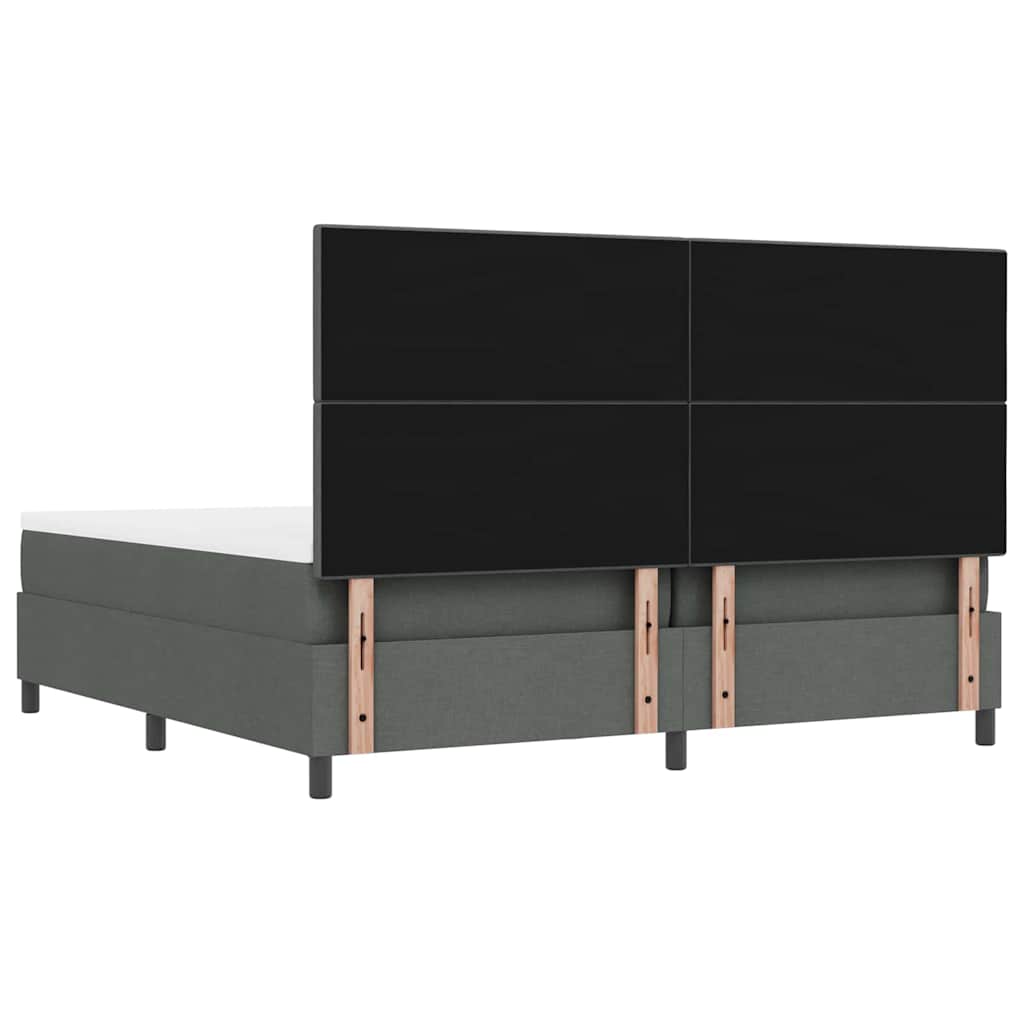 Box spring seng med hovedgærde Mørkegrå 200 x 200 cm Stof