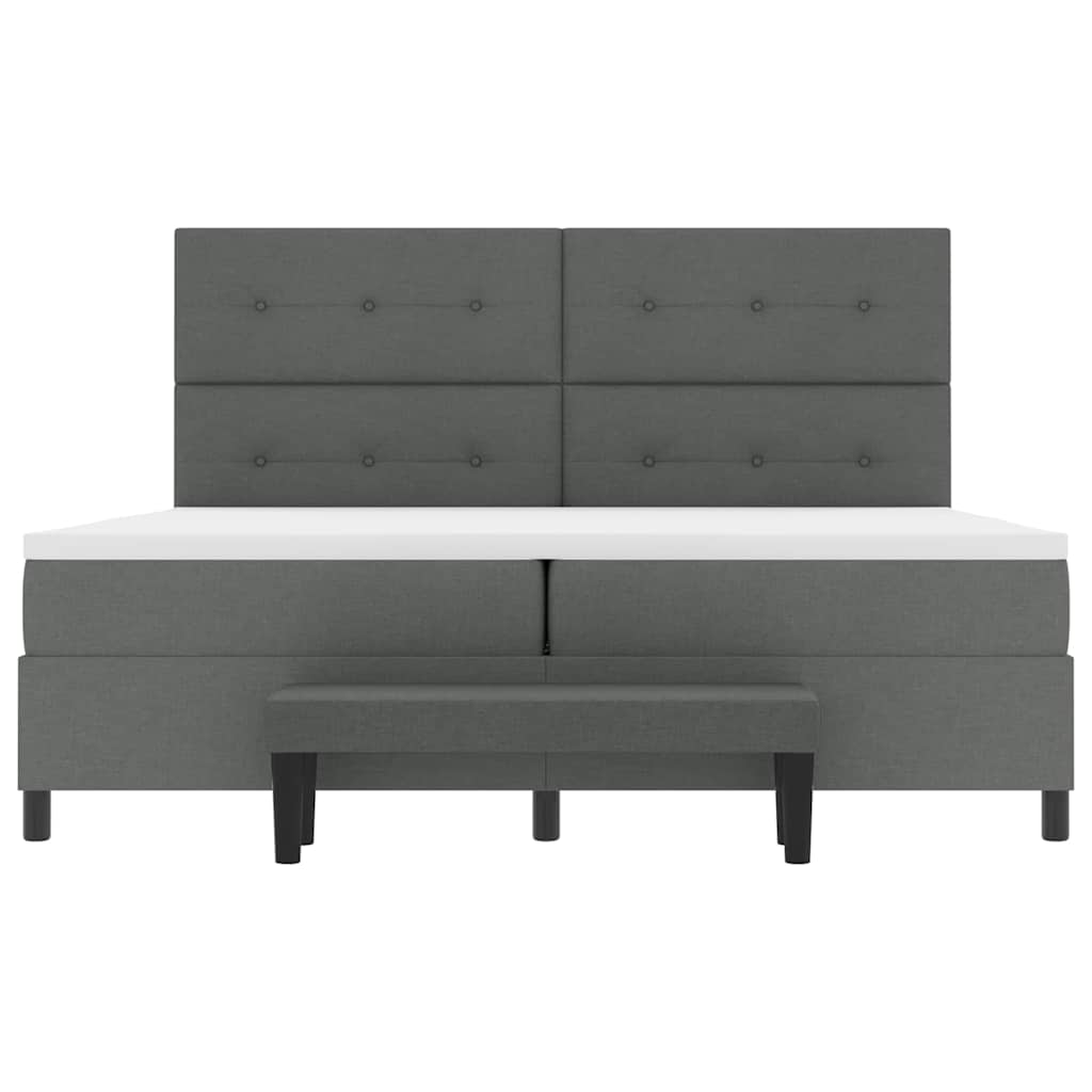Box spring seng med hovedgærde Mørkegrå 200 x 200 cm Stof