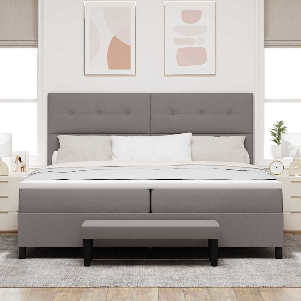 Box spring seng med hovedgærde Gråbrun 200 x 200 cm Stof