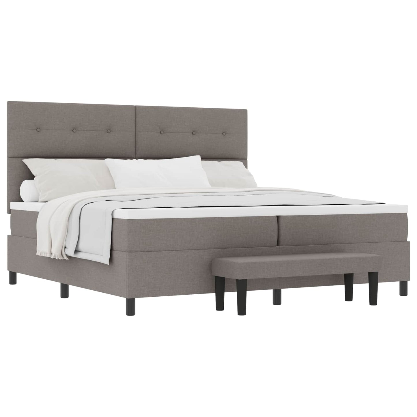 Box spring seng med hovedgærde Gråbrun 200 x 200 cm Stof