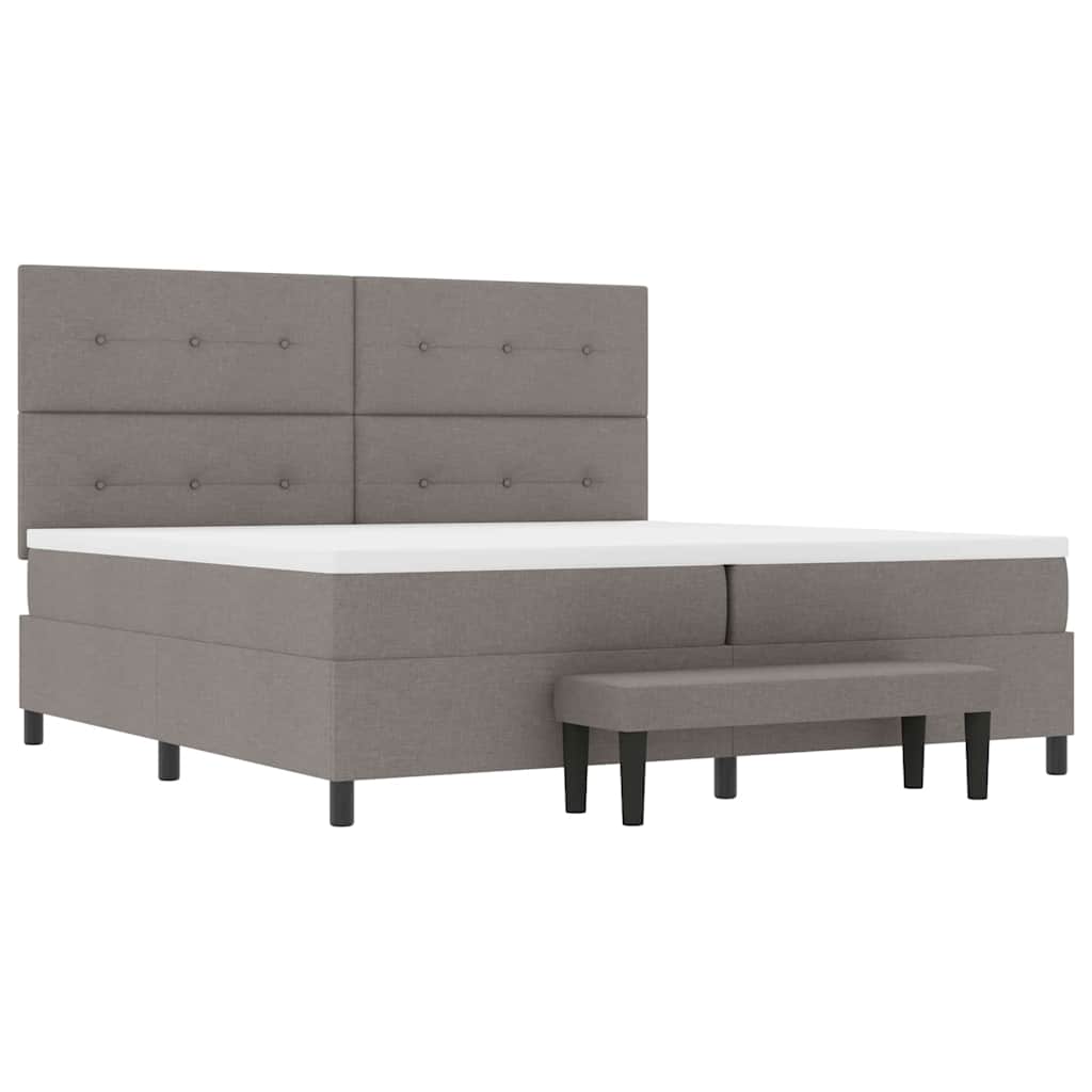 Box spring seng med hovedgærde Gråbrun 200 x 200 cm Stof