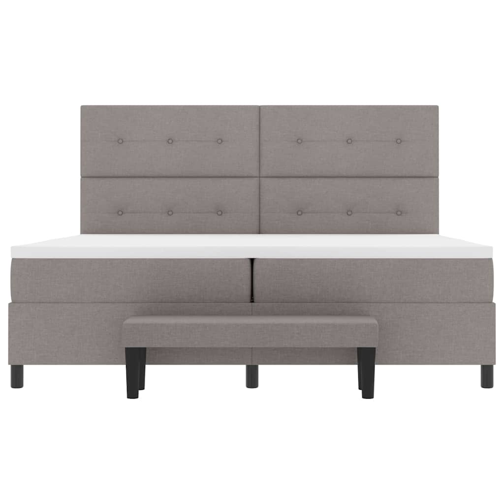 Box spring seng med hovedgærde Gråbrun 200 x 200 cm Stof