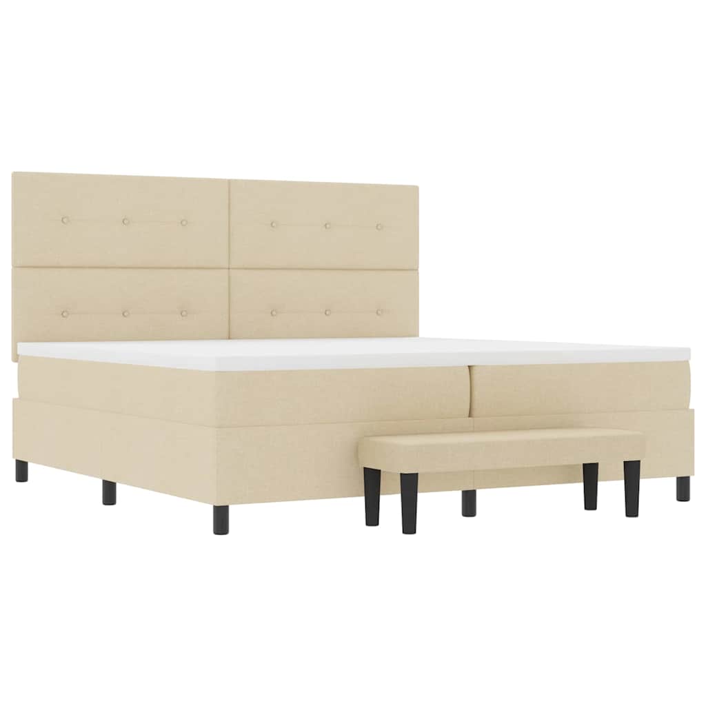 Box spring seng med hovedgærde Creme 200 x 200 cm Stof