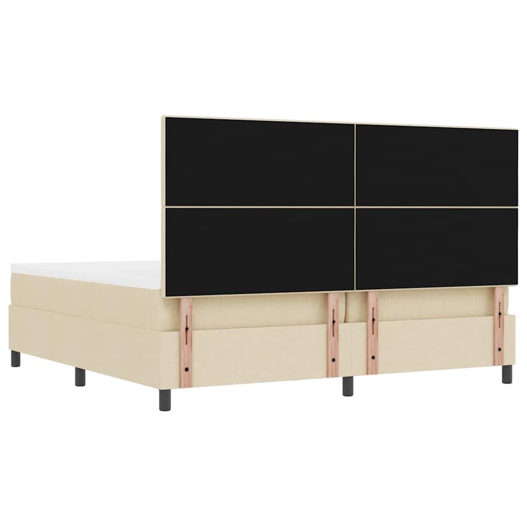 Box spring seng med hovedgærde Creme 200 x 200 cm Stof