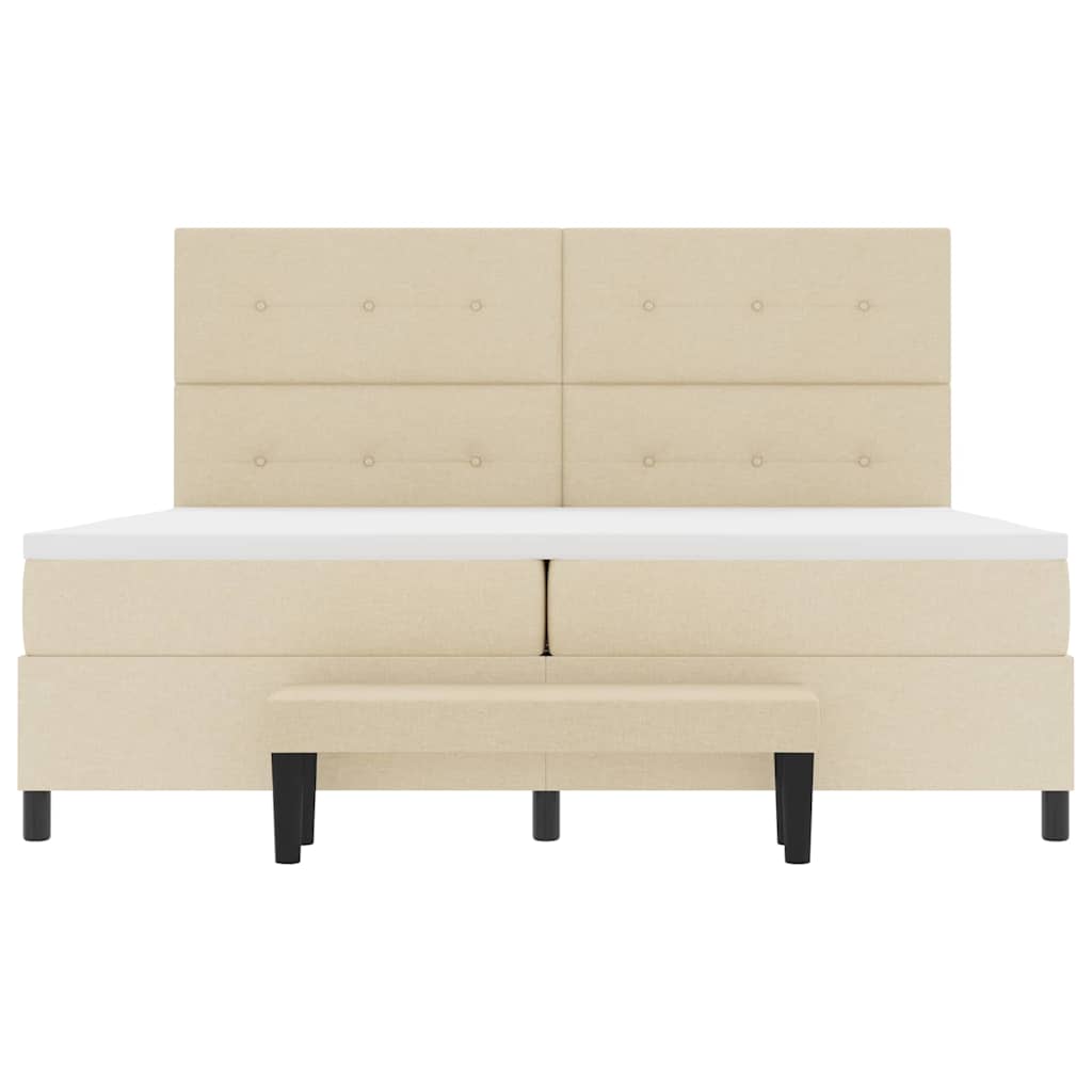 Box spring seng med hovedgærde Creme 200 x 200 cm Stof