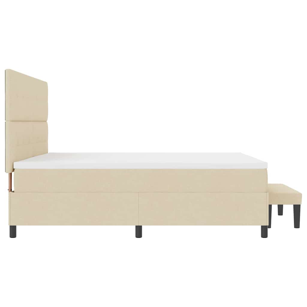 Box spring seng med hovedgærde Creme 200 x 200 cm Stof