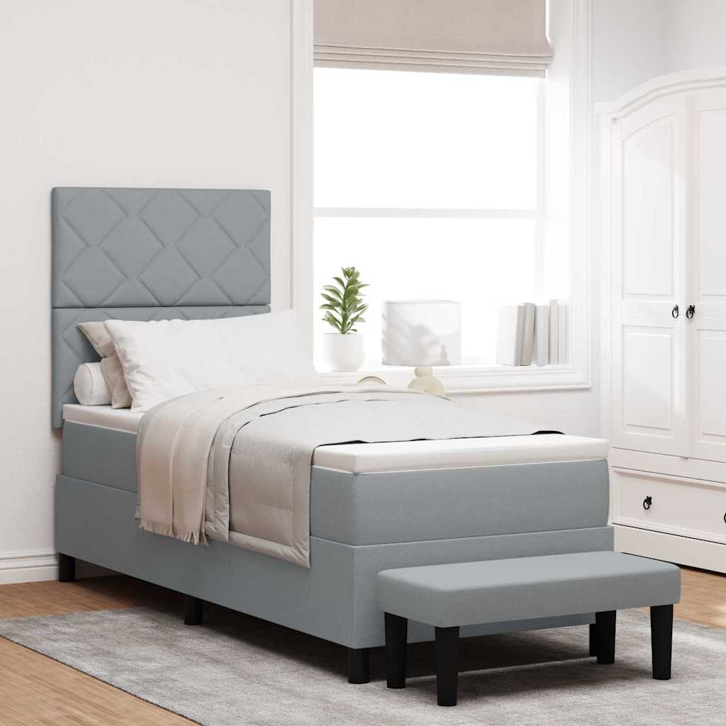 Box spring seng med hovedgærde Lysegrå 80 x 200 cm Stof