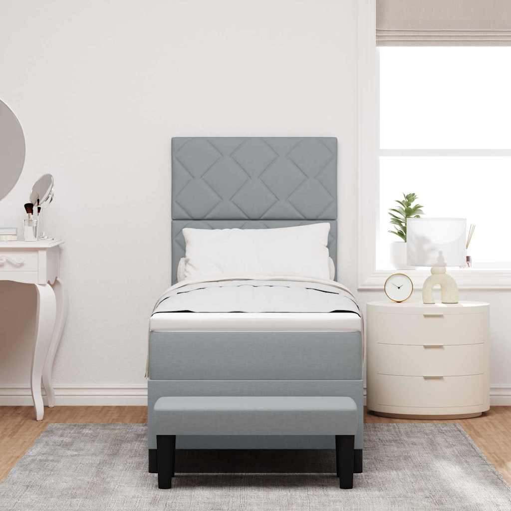 Box spring seng med hovedgærde Lysegrå 80 x 200 cm Stof