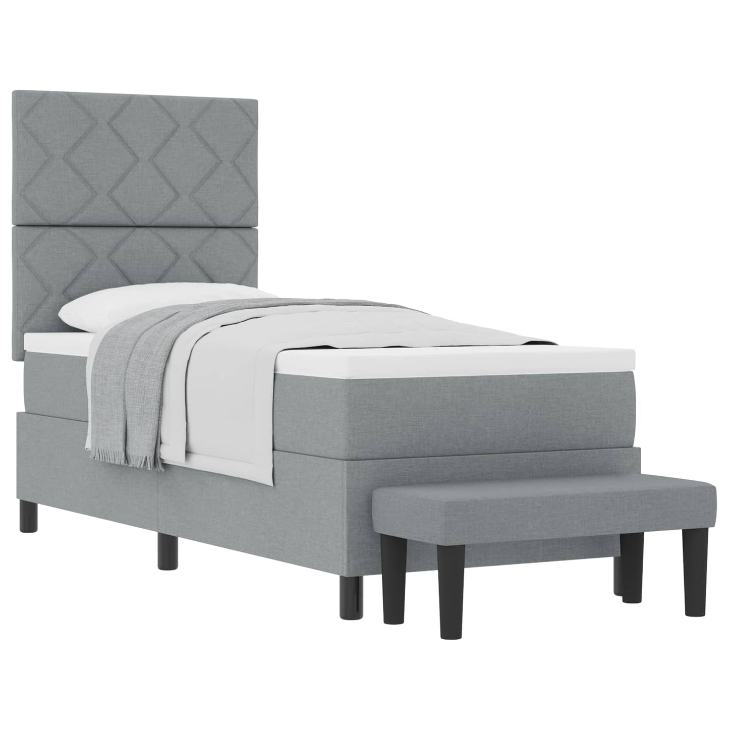 Box spring seng med hovedgærde Lysegrå 80 x 200 cm Stof