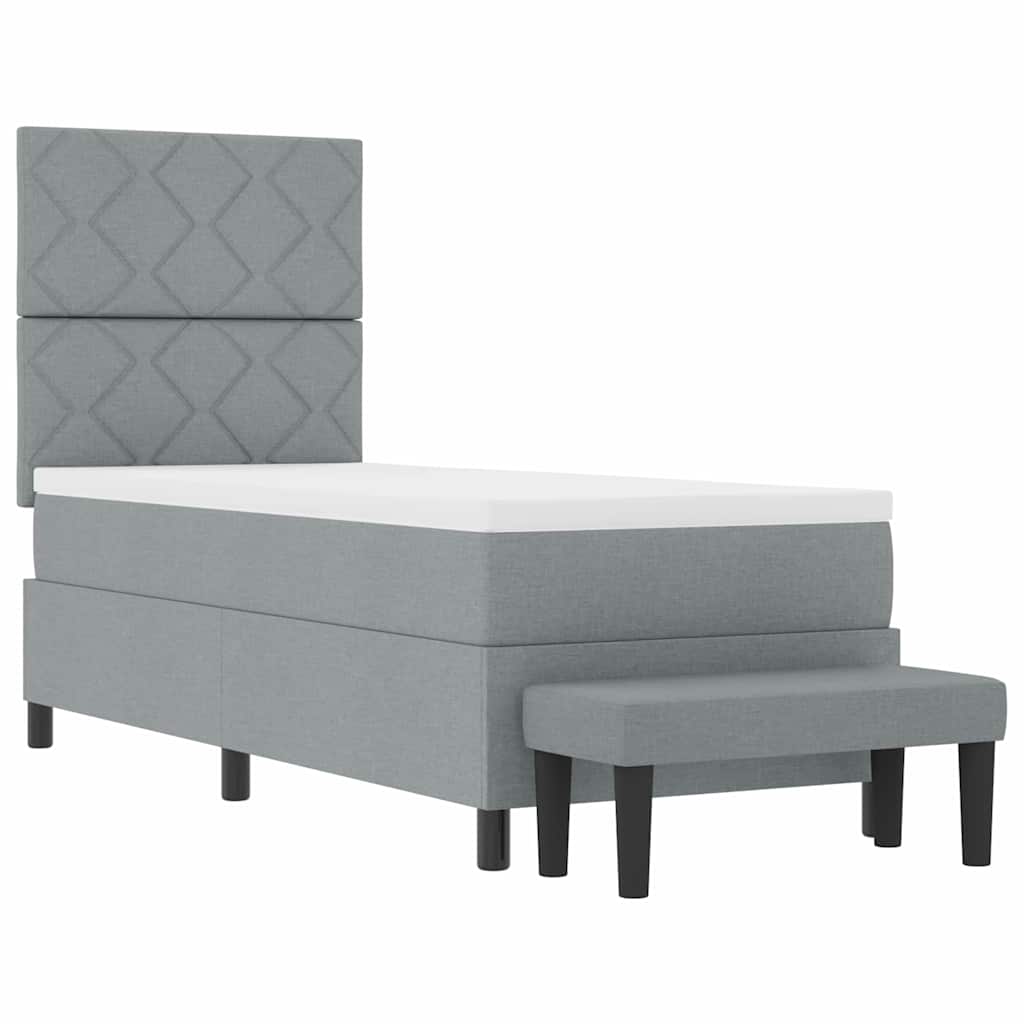 Box spring seng med hovedgærde Lysegrå 80 x 200 cm Stof