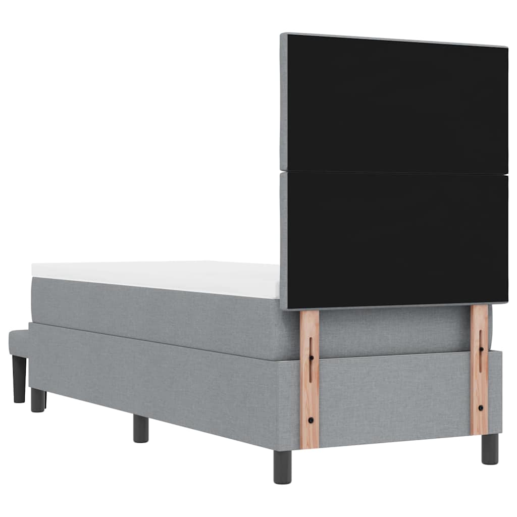 Box spring seng med hovedgærde Lysegrå 80 x 200 cm Stof