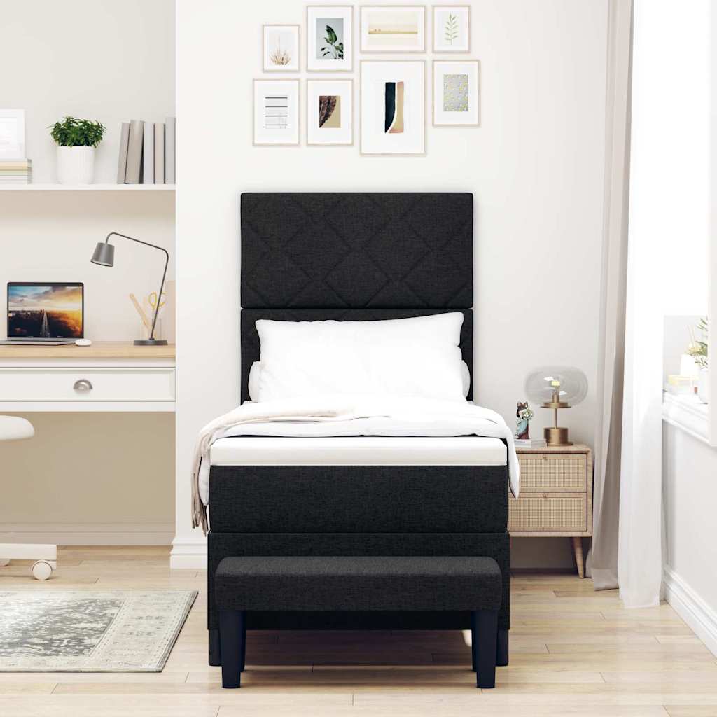 Box spring seng med hovedgærde Sort 80 x 200 cm Stof