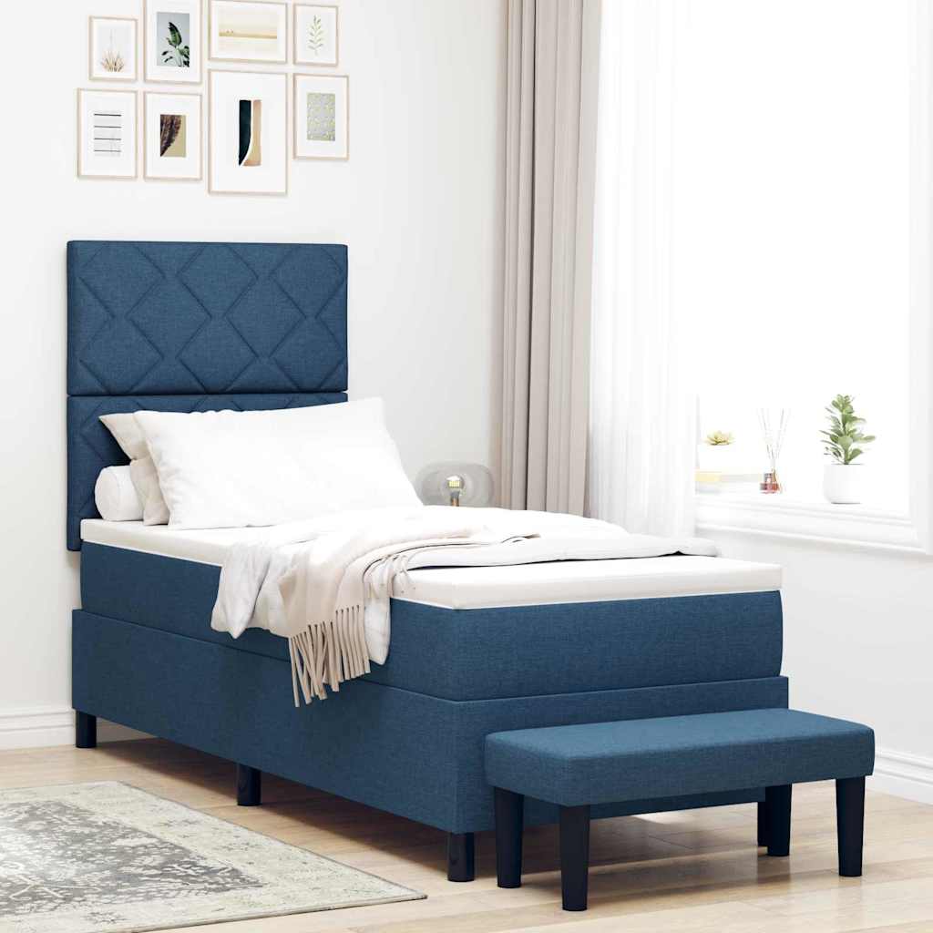 Box spring seng med hovedgærde Blå 80 x 200 cm Stof