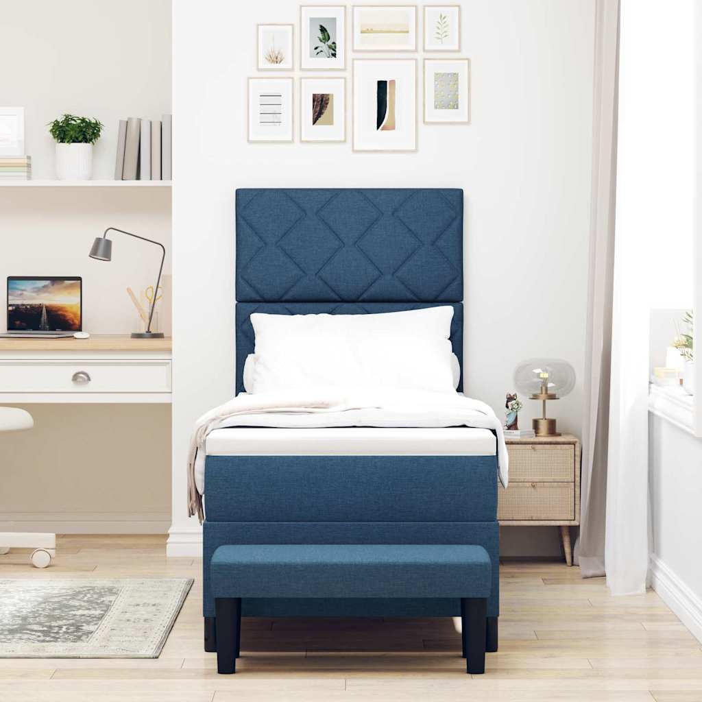 Box spring seng med hovedgærde Blå 80 x 200 cm Stof
