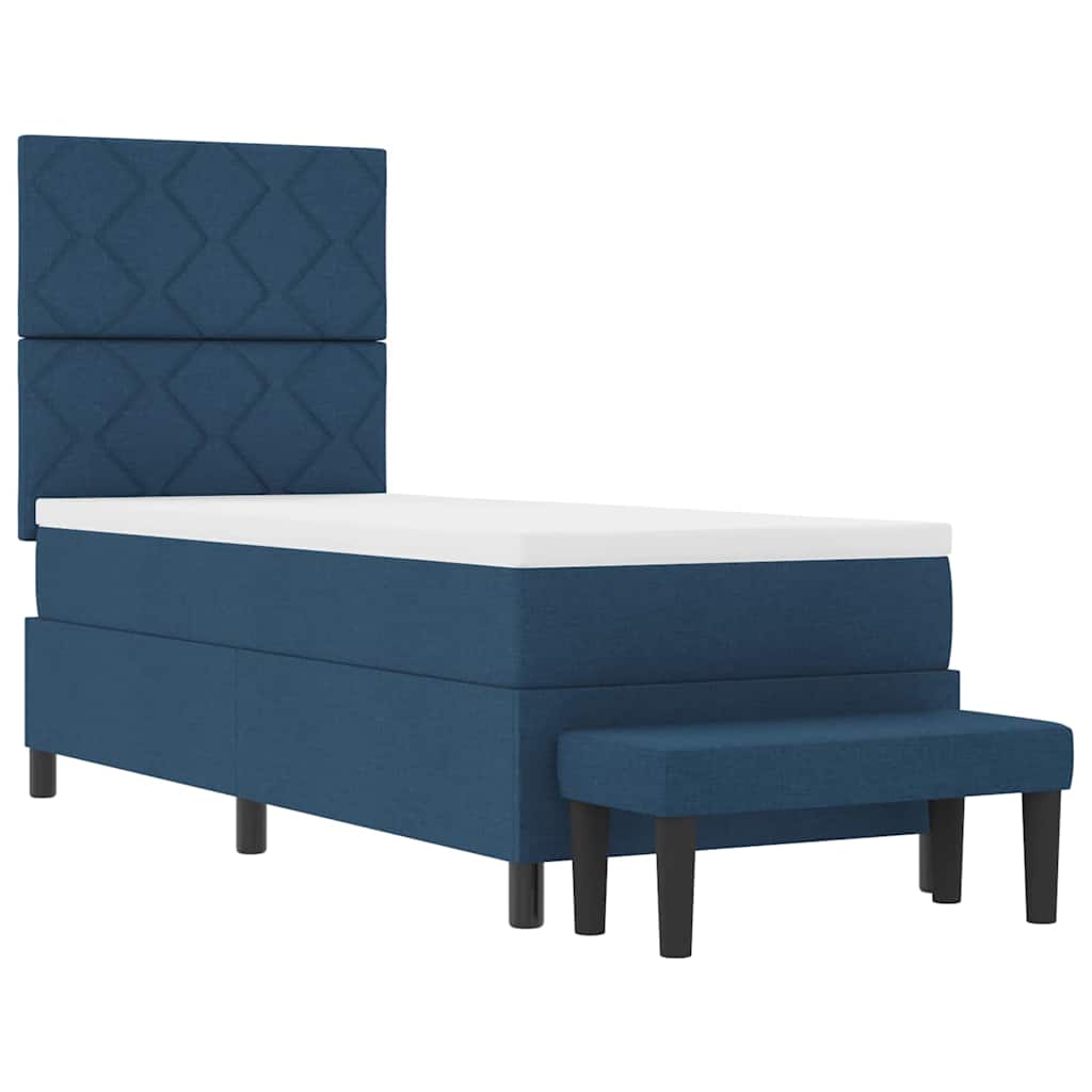 Box spring seng med hovedgærde Blå 80 x 200 cm Stof