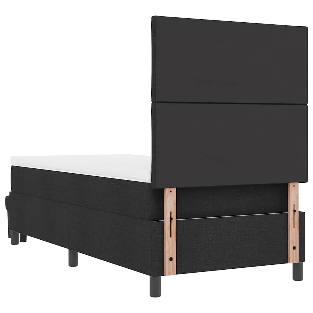 Box spring seng med hovedgærde Sort 90 x 190 cm Stof