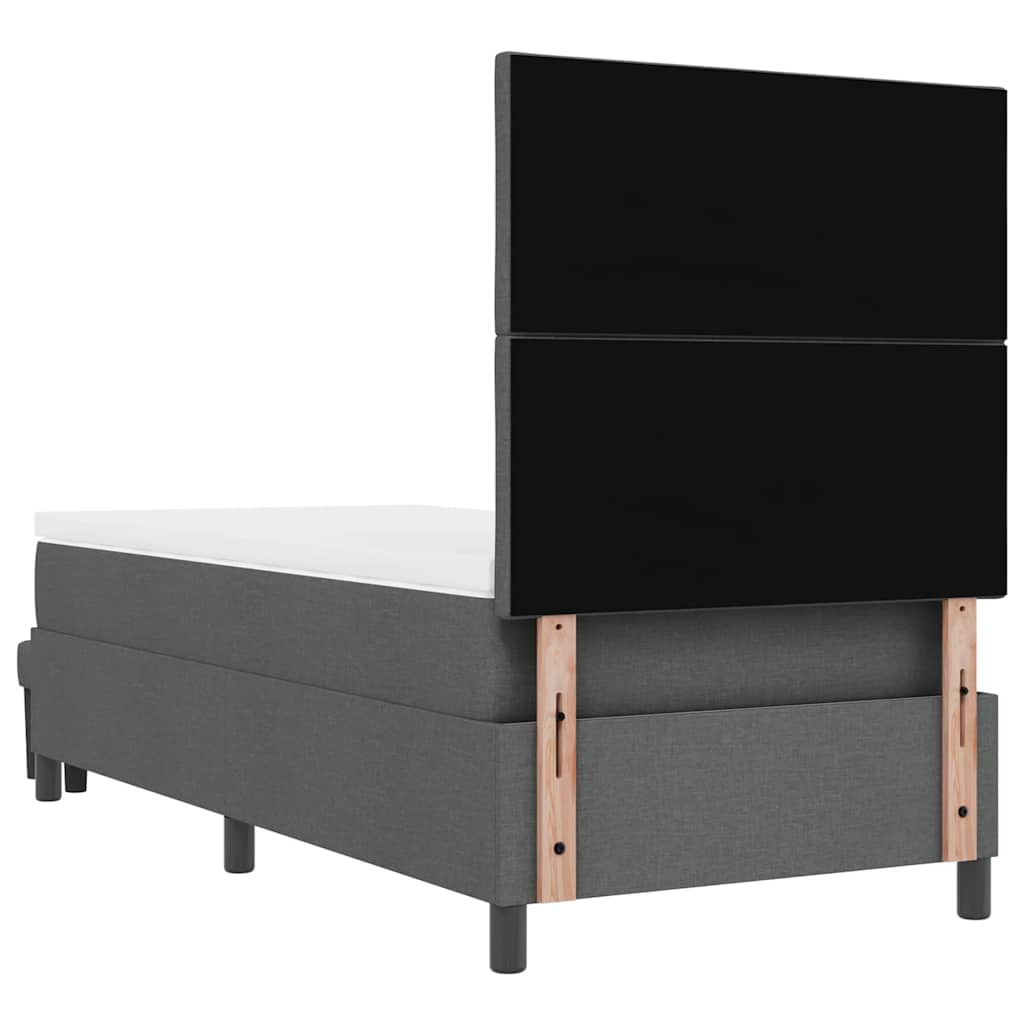 Box spring seng med hovedgærde Mørkegrå 90 x 200 cm Stof