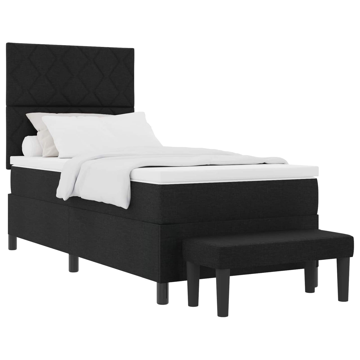 Box spring seng med hovedgærde Sort 90 x 200 cm Stof