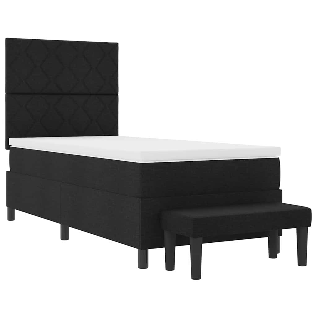 Box spring seng med hovedgærde Sort 90 x 200 cm Stof