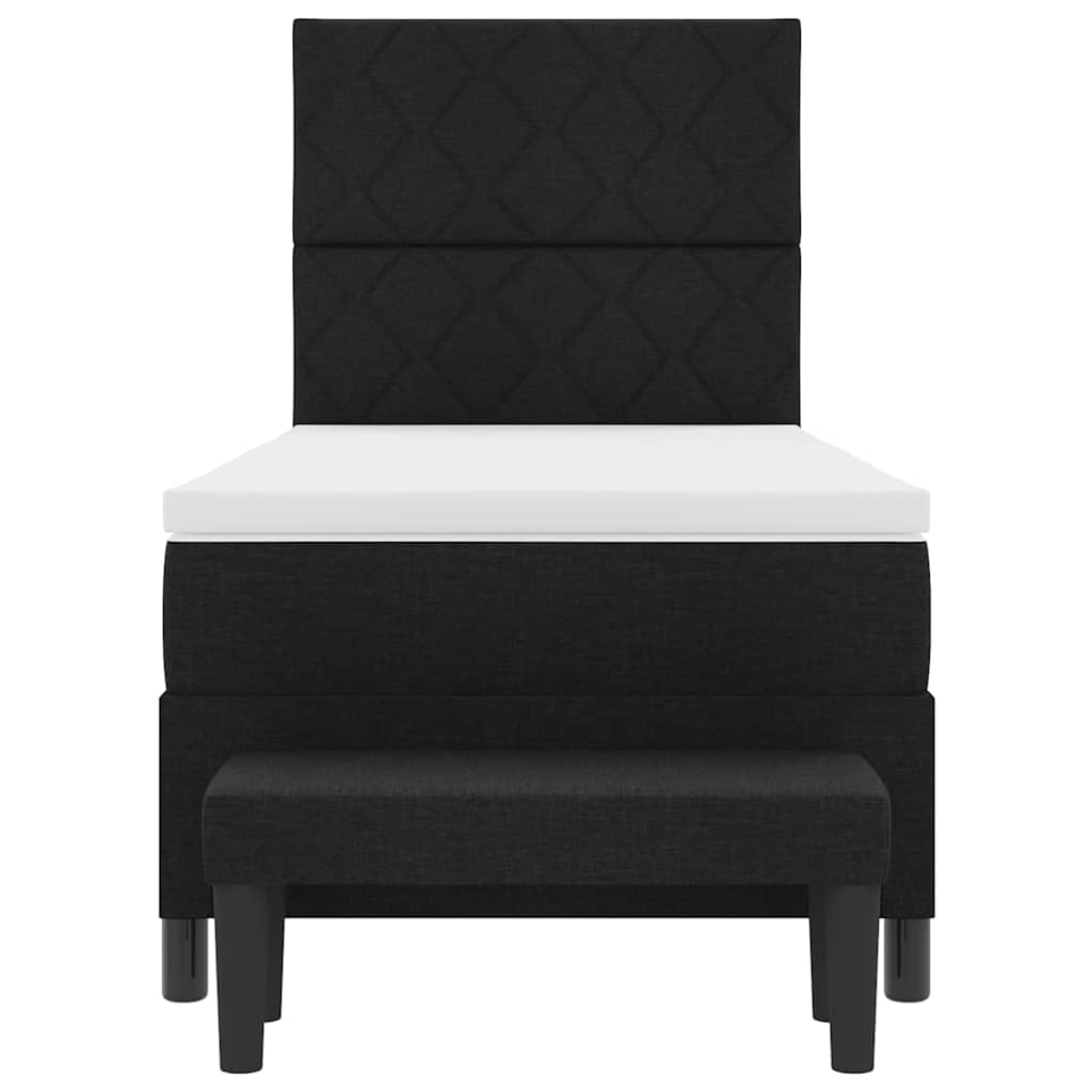 Box spring seng med hovedgærde Sort 90 x 200 cm Stof