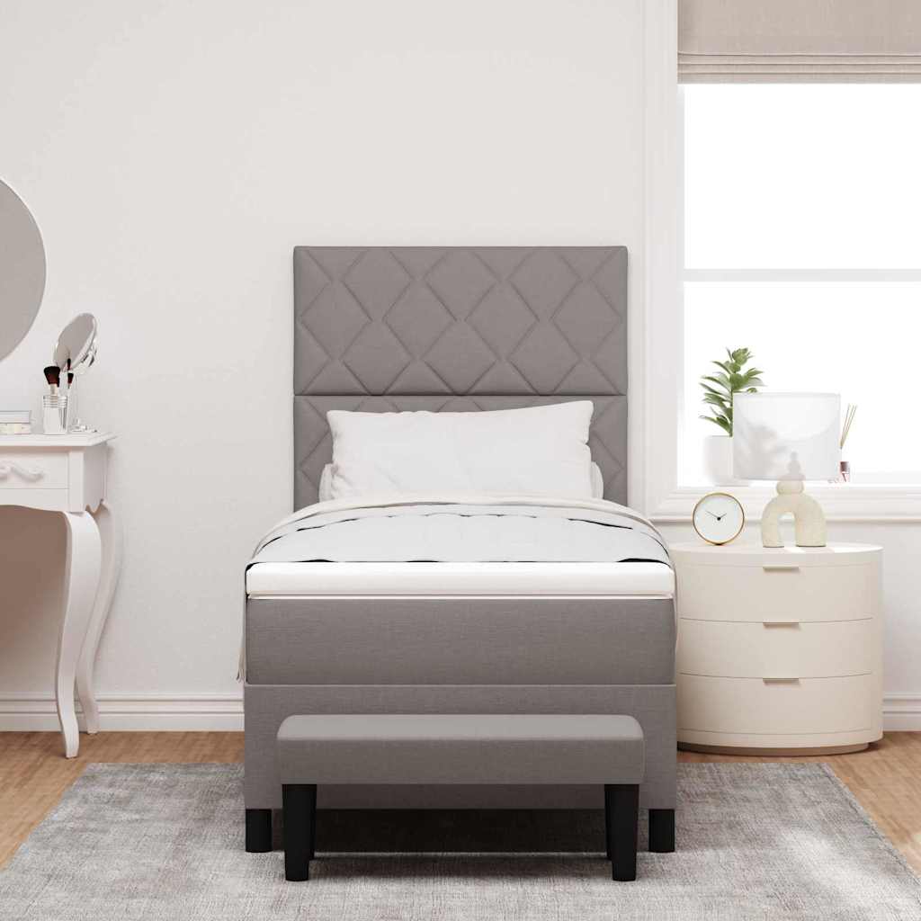 Box spring seng med hovedgærde Gråbrun 90 x 200 cm Stof