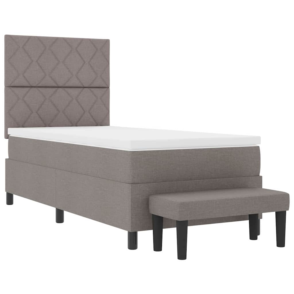 Box spring seng med hovedgærde Gråbrun 90 x 200 cm Stof