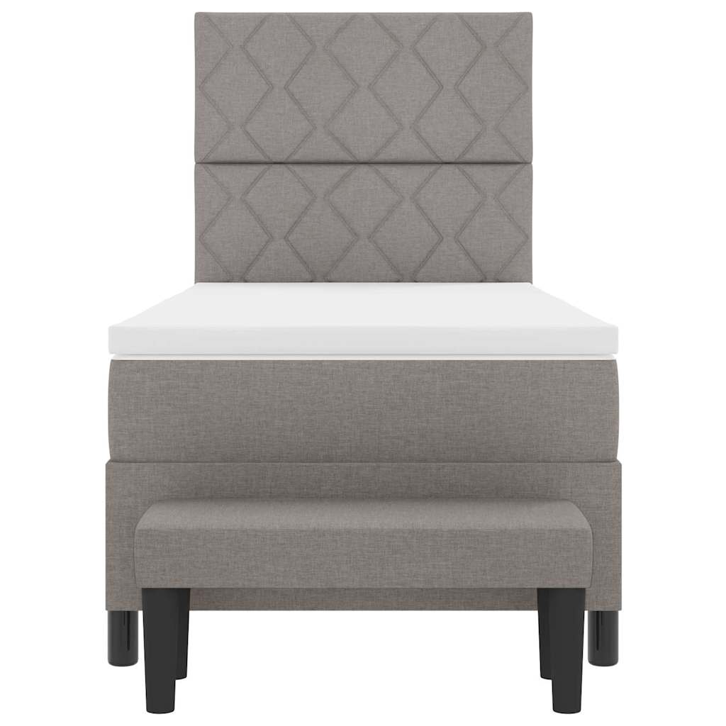 Box spring seng med hovedgærde Gråbrun 90 x 200 cm Stof