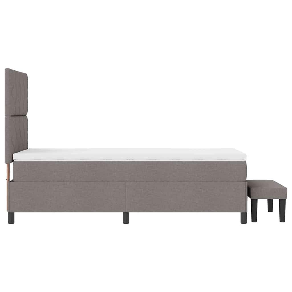 Box spring seng med hovedgærde Gråbrun 90 x 200 cm Stof