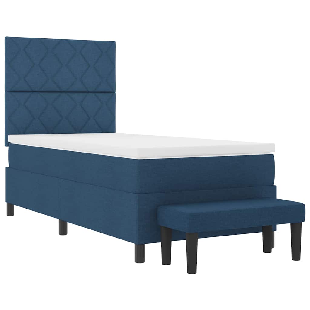 Box spring seng med hovedgærde Blå 90 x 200 cm Stof
