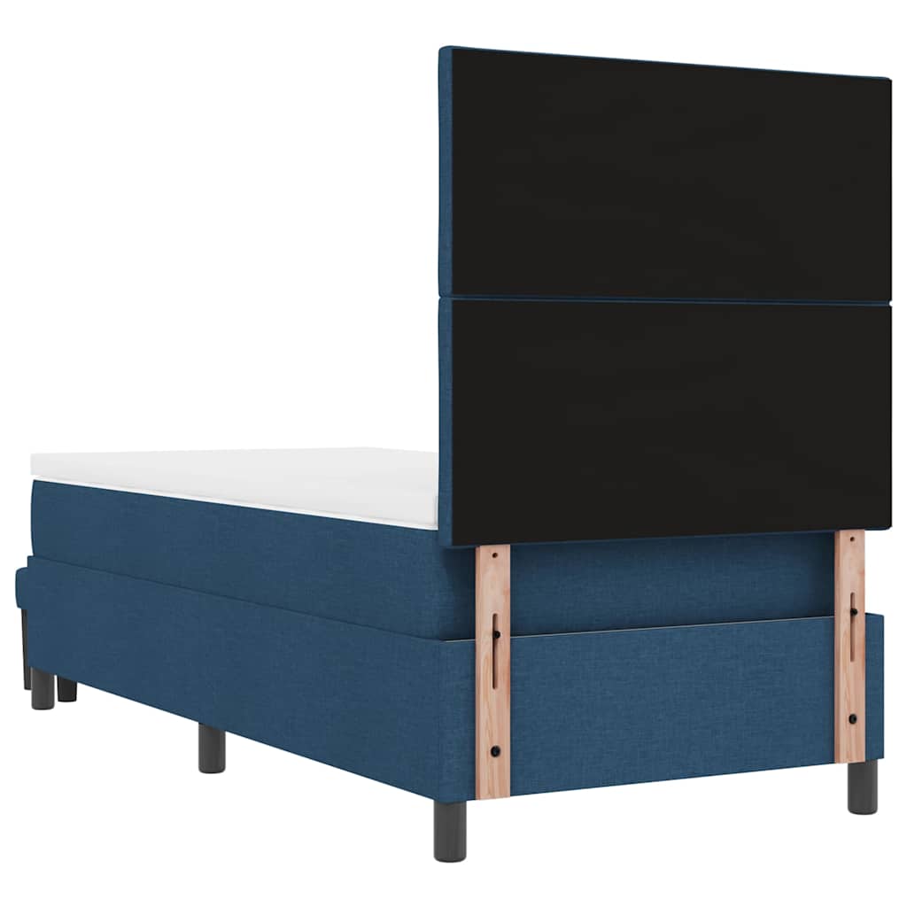 Box spring seng med hovedgærde Blå 90 x 200 cm Stof
