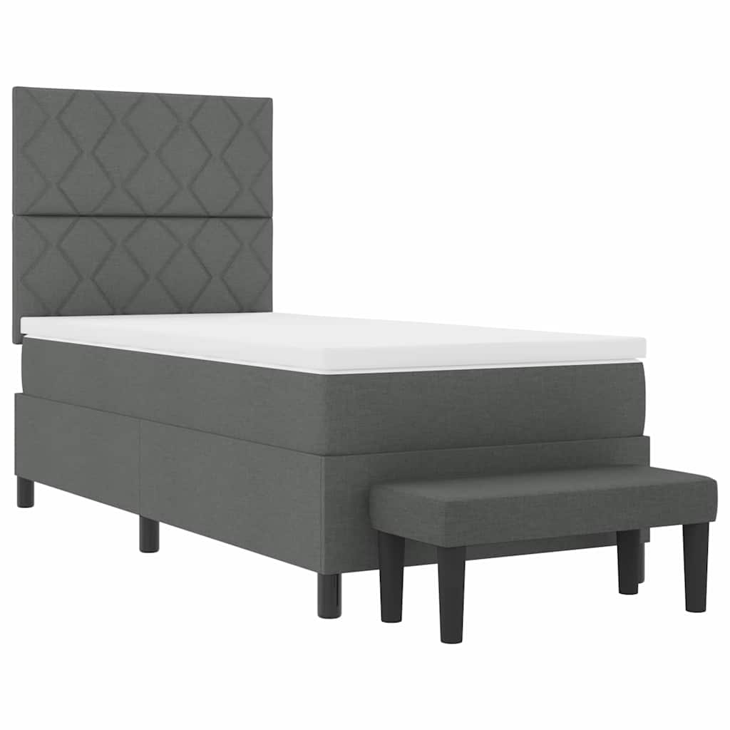 Box spring seng med hovedgærde Mørkegrå 100 x 200 cm Stof