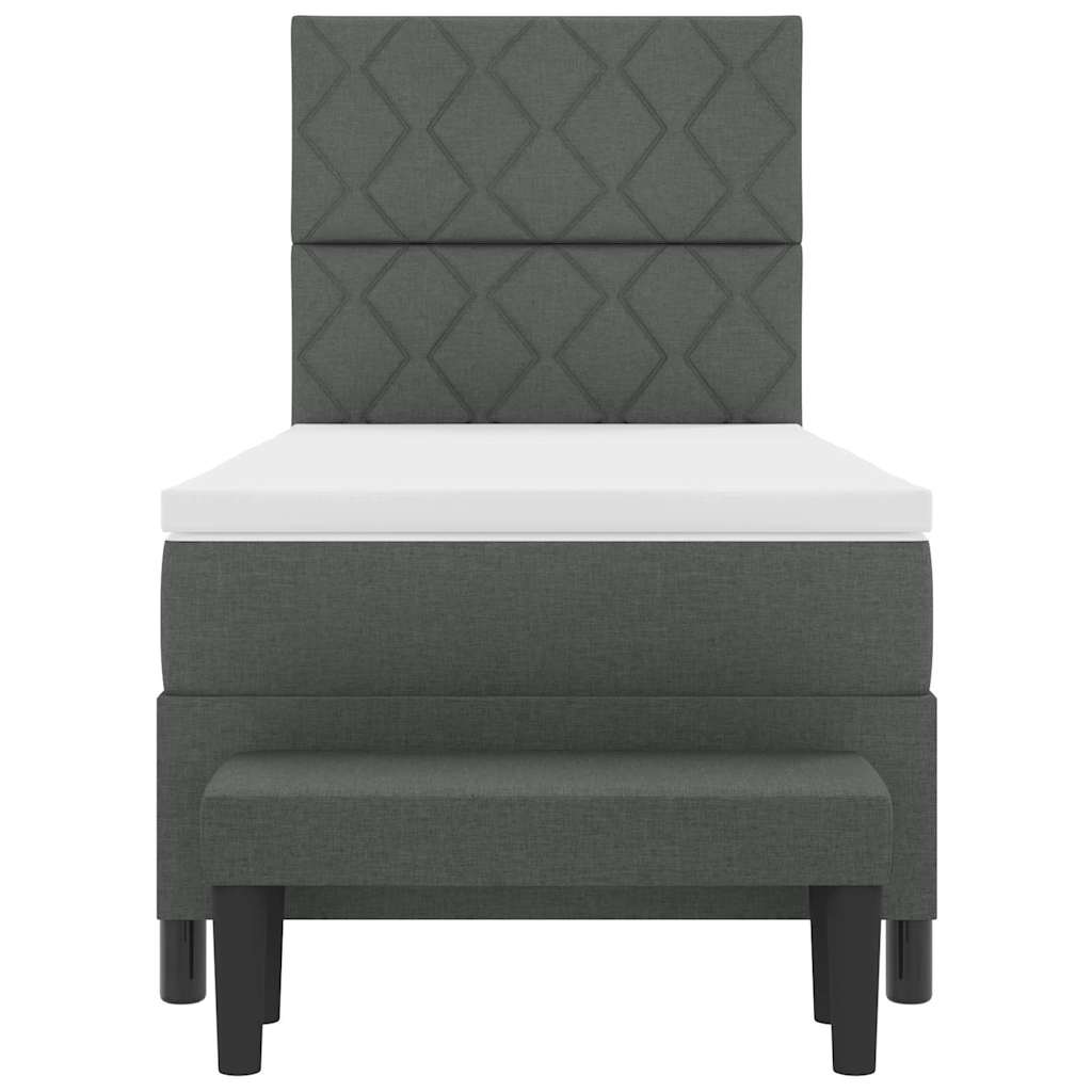 Box spring seng med hovedgærde Mørkegrå 100 x 200 cm Stof