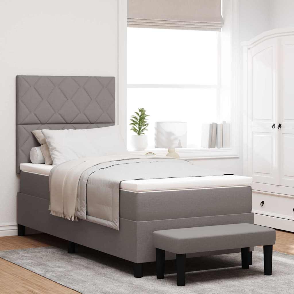 Box spring seng med hovedgærde Gråbrun 100 x 200 cm Stof