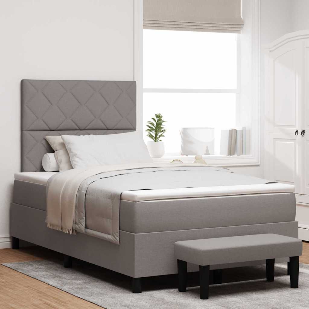 Box spring seng med hovedgærde Gråbrun 120 x 190 cm Stof