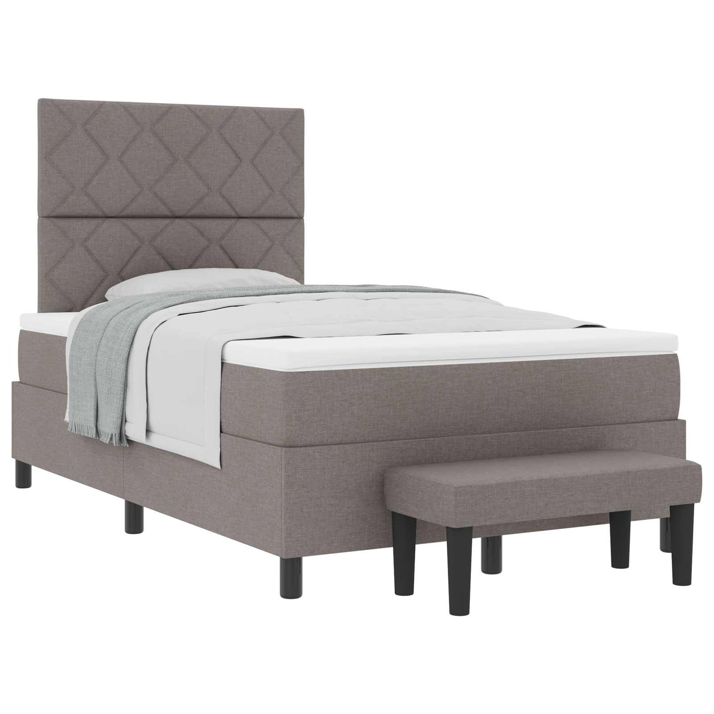 Box spring seng med hovedgærde Gråbrun 120 x 190 cm Stof
