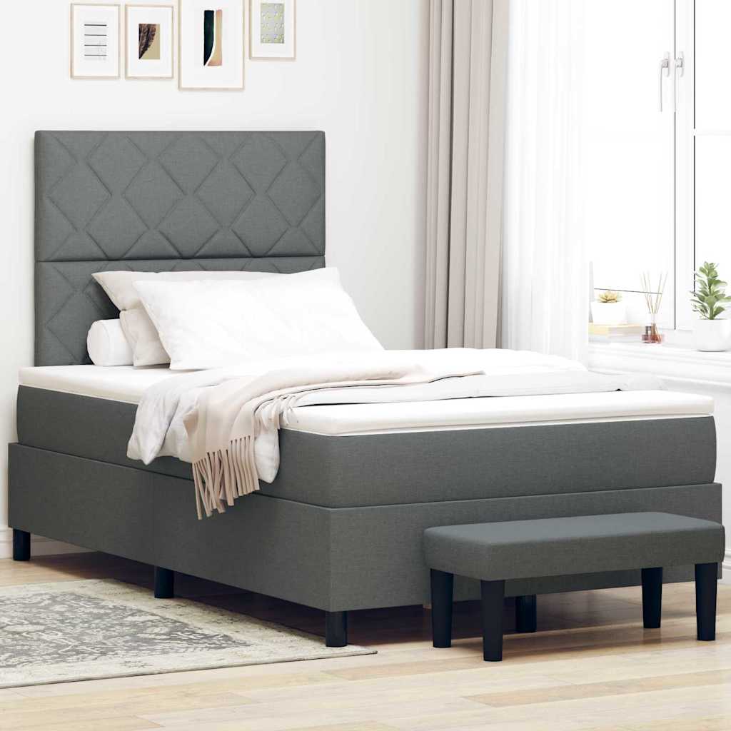 Box spring seng med hovedgærde Mørkegrå 120 x 200 cm Stof