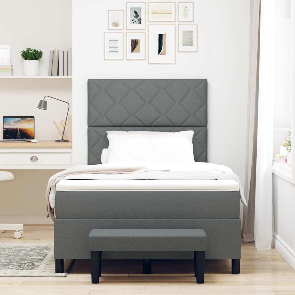 Box spring seng med hovedgærde Mørkegrå 120 x 200 cm Stof