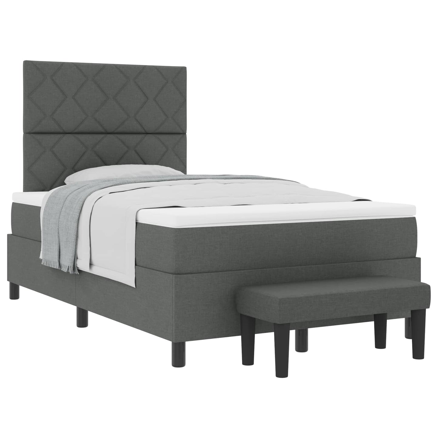 Box spring seng med hovedgærde Mørkegrå 120 x 200 cm Stof
