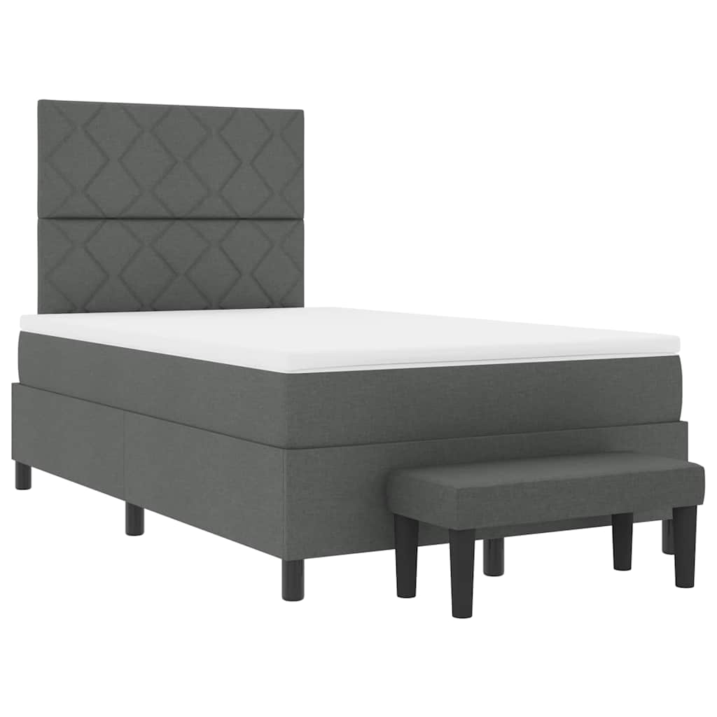 Box spring seng med hovedgærde Mørkegrå 120 x 200 cm Stof