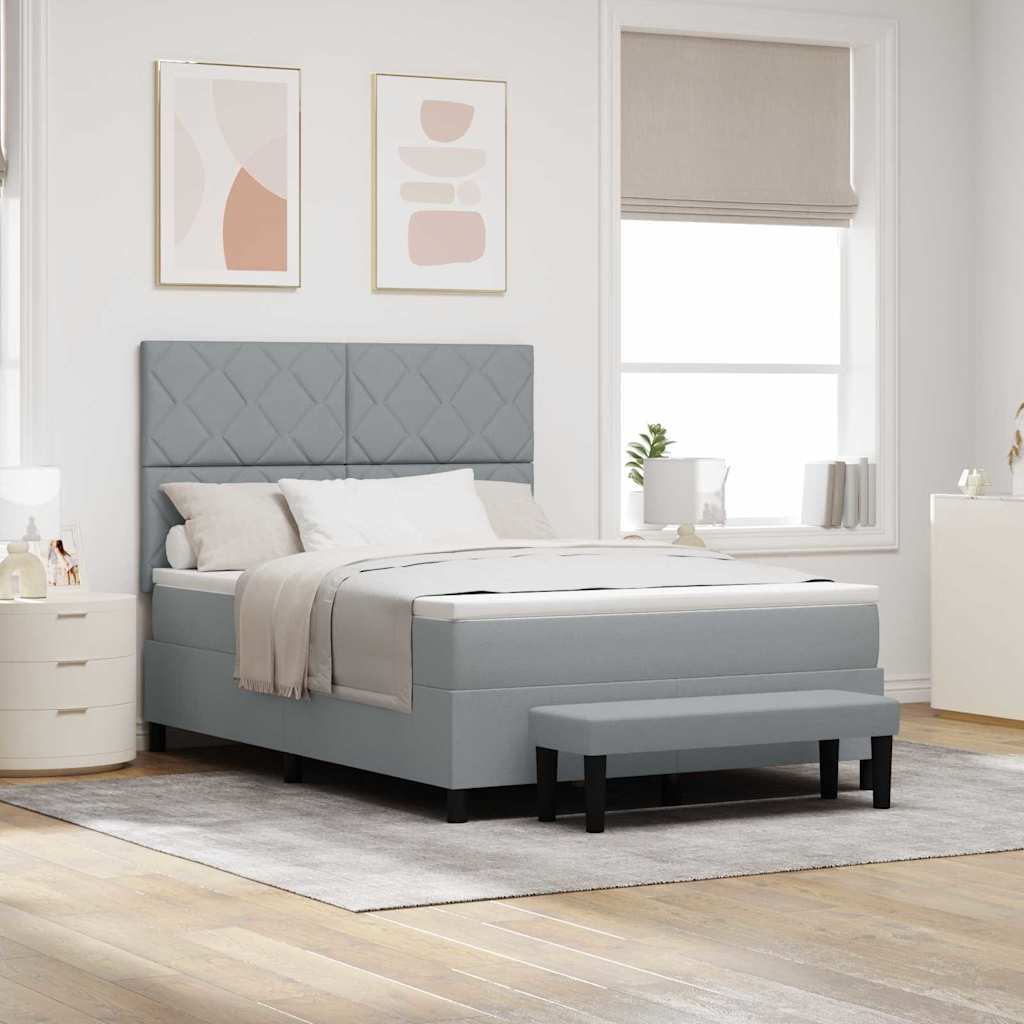 Box spring seng med pude Lysegrå 140 x 190 cm Stof