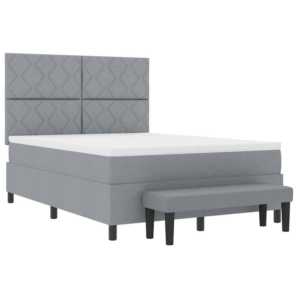 Box spring seng med pude Lysegrå 140 x 190 cm Stof