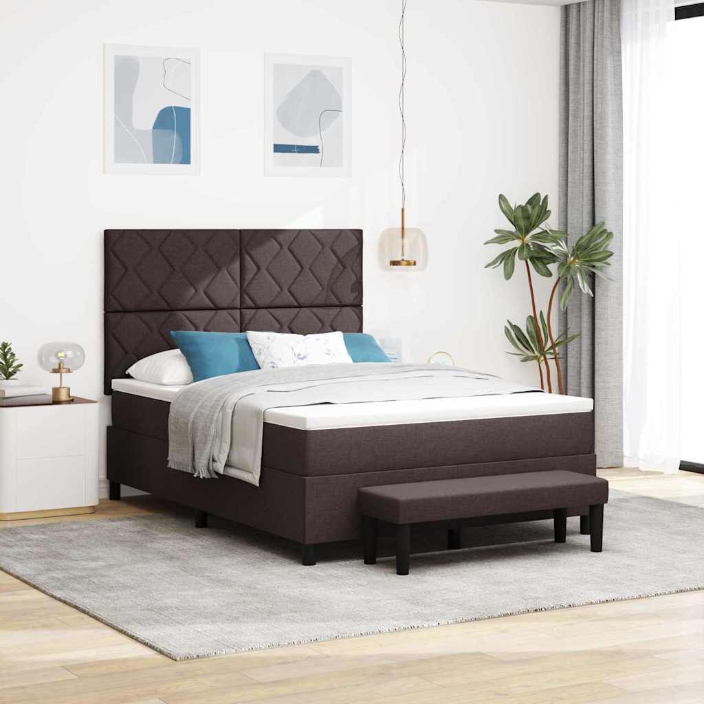 Box spring seng med hovedgærde Mørk Brun 140 x 190 cm Stof