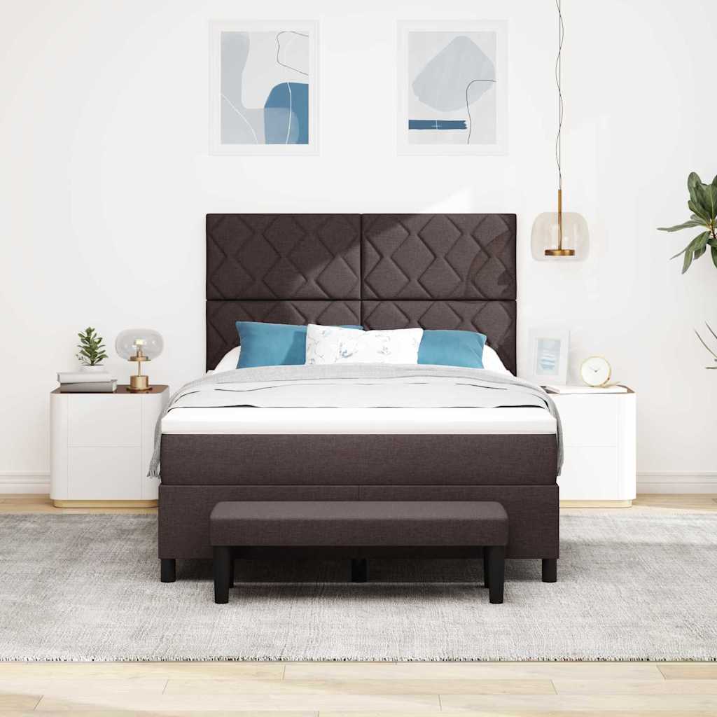 Box spring seng med hovedgærde Mørk Brun 140 x 190 cm Stof
