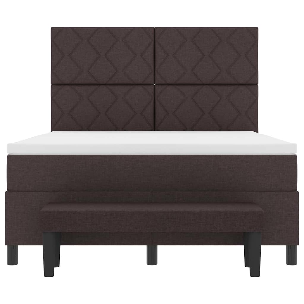 Box spring seng med hovedgærde Mørk Brun 140 x 190 cm Stof