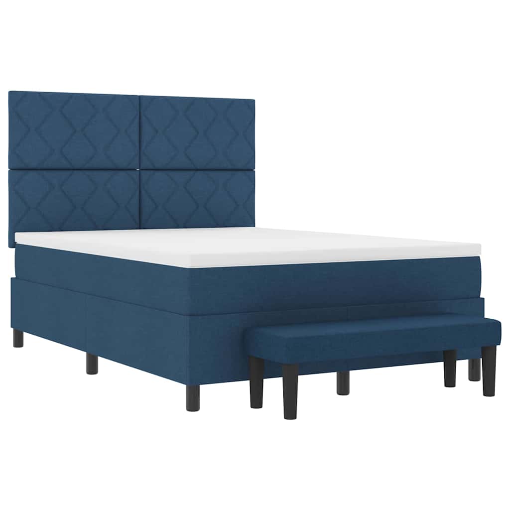 Box spring seng med hovedgærde Blå 140 x 190 cm Stof