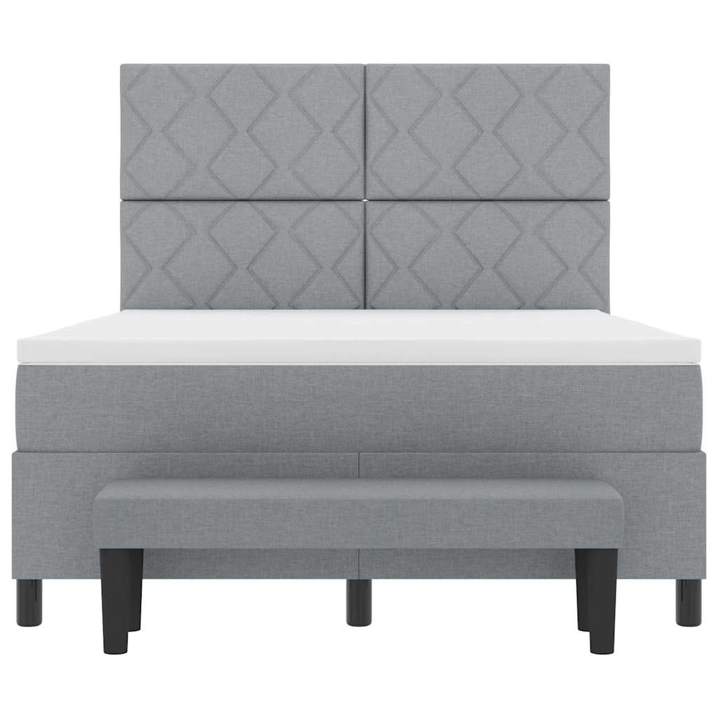 Box spring seng med hovedgærde Lysegrå 140 x 200 cm Stof