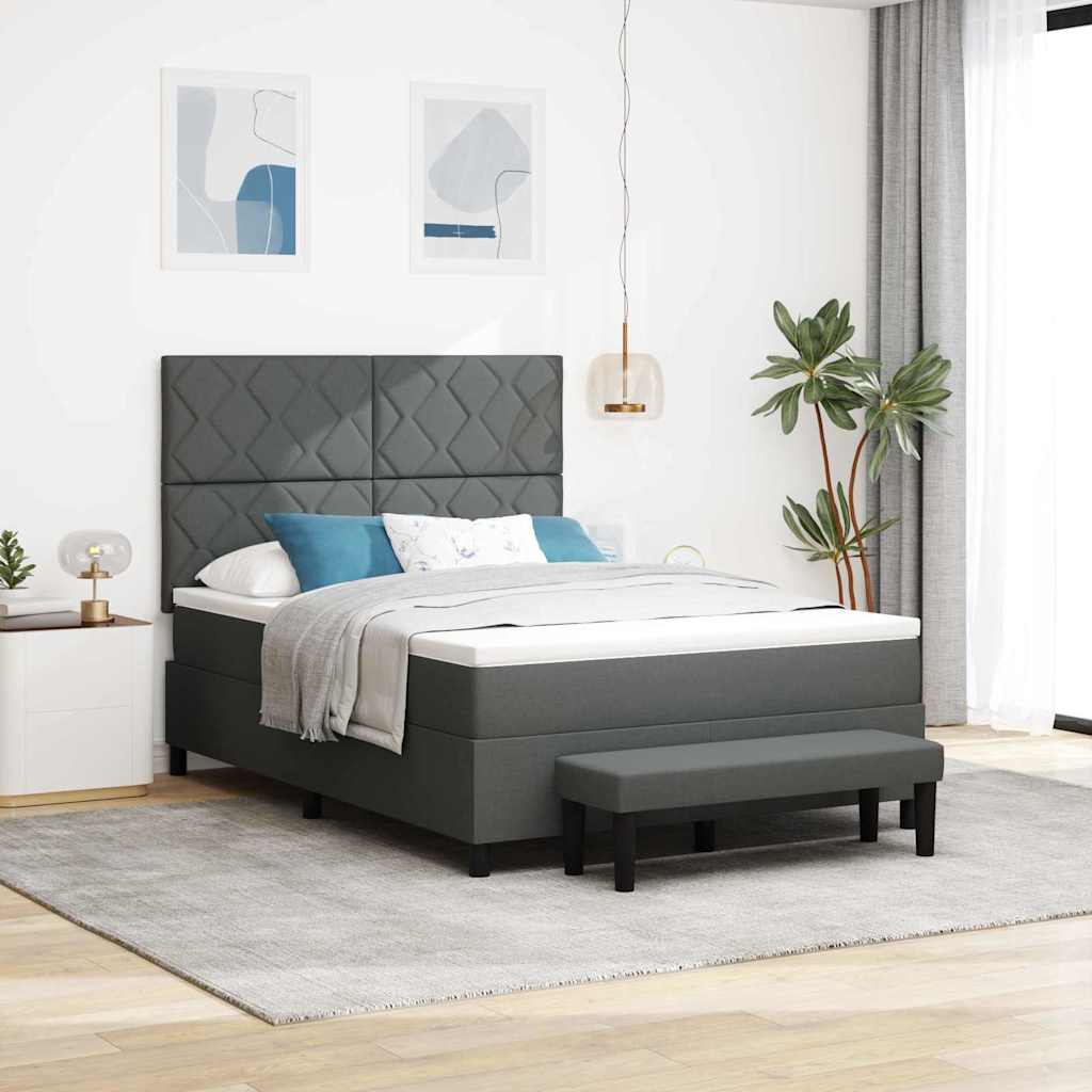 Box spring seng med hovedgærde Mørkegrå 140 x 200 cm Stof